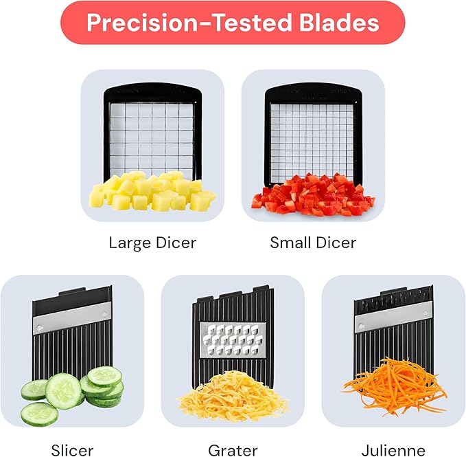 Fullstar All-in-1 Vegetable Chopper and Mandoline Slicer for Kitchen - Cheese Grater, French Fry Cutter, Cheese Slicer - Bonus Handheld Spiralizer Included (6 in 1, Stainless Steel)