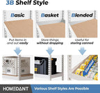 HOMEDANT 5 Tier Laminated White Boltless Metal Shelving Unit Adjustable Garage Storage Utility Rack Heavy Duty Shelves Organization Shelf Warehouse Pantry 28" W x 12.3" D x 59.5" H 10Pack