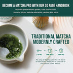 Jade Leaf Matcha - Complete Matcha Whisk Set - Ceremonial Gift Set Includes: Bamboo Matcha Whisk & Scoop, Stainless Steel Sifter, Stoneware Bowl & Whisk Holder, and Prep Guide