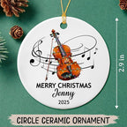 Personalized Violin Player Ceramic Decor Ornament, Customized Text Year Name Violinist Christmas Ornaments Gift for Friends Husband Wife Grandkids, Violin Instrument Lover Ceramic Xmas Tree Ornament