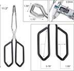 MSY BIGSUNNY Scissor Tongs Heavy Duty Cooking Tongs with Soft Handles (Stainless Steel, black 11")