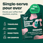 Copper Cow Coffee Premium Pour Over Single-Serve Vietnamese Coffee | Best Brews Variety Pack (Includes 5 coffees) | Classic Black, Churro, Vanilla, & Salted Caramel, Travel Friendly