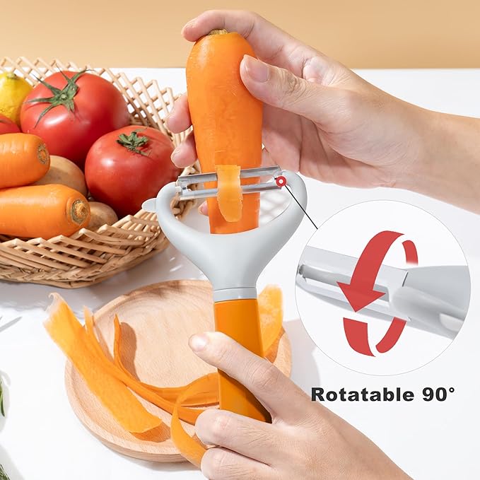 Li&Zhao Vegetable Peelers - Potato Peelers Fruit Peeler Veggie Peeler Carrot Peeler Apple Peeler Garlic Peeler for Kitchen Julienne Peeler, Dishwasher Safe(Green)