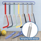uxcell Stainless Steel Fish Spatulas with Handle Kitchen Cooking Spatula for Egg, Fish, Pancake Blue