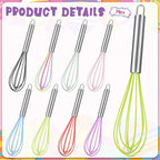 Domensi 24 Pcs 10 Inch Whisks Bulk for Cooking Silicone Whisks Non Scratch Stainless Steel Egg Beater Colorful Coated Metal Heat Resistant Egg Beaters for Mothers Day Party Favor Gift Supplies