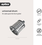 Zyliss E900059 Universal Drum Grater, Stainless Steel, Grating Apples, Cereals, Granola, for Use with Zyliss Rotary Cheese Grater, 5 Year Guarantee