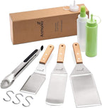 Metal Spatula Set of 6 - Griddle Accessories kit - Grill Flat Spatula Pancake Flipper Hamburger Turner - Metal Utensil Great for BBQ Grill Flat Top Cast Iron Griddle