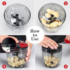 Cambom Manual Food Chopper Vegetable Cutter, Hand String Vegetable Chopper Onions Cutter for Vegetable Fruits Nuts BPA Free Food Safe Material, 900ml Black