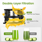 Cold Press Juicer, Juicer Machines with 4.7" Wide Feed Chute for Juice Extractor, Slow Masticating Juicer for Whole Vegetables & Fruits, High Juice Yield, Easy to Clean (Black)