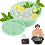 Face Bowl for Ice With Built-in Ice Tray, Collapsible Silicone Ice-Bath Face Bowl, Small Reusable Face-Ice Plunge Bowls, Perfect for Home Use, Camping, Travel (Green)