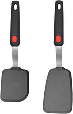 2 Pack Silicone Spatula Turner, 600°F Heat Resistant Kitchen Spatula Set for Nonstick Cookware, Cooking Utensil Set for Egg Pancake Flipper/Heat Resistant Silicone Grip