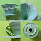 Pour Over Coffee Dripper - Ceramic Pour Over Coffee Maker Cone, Porcelain Coffee Drip, Pour Over Single Cup, Manual Brew Maker for Home, Cafe, Office - 1-4Cup, V60 Size 02 (Lake blue)