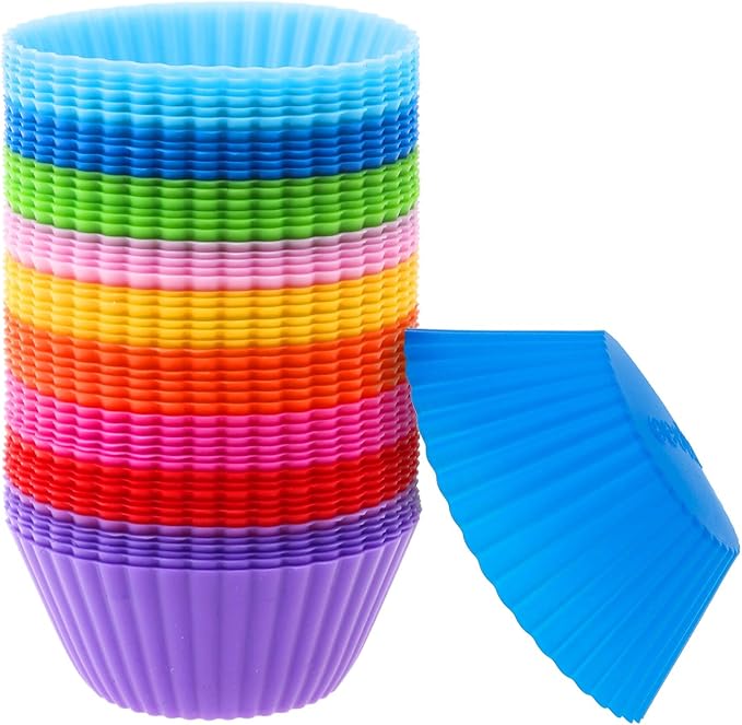54 Pack Silicone Muffin Cups, Selizo Silicone Cupcake Baking Cups Reusable Muffin Liners Cupcake Wrapper Cups Holders for Muffins, Cupcakes, and Candies