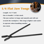 Blacksmith Knife Making Tongs Set - 3/8" 1/2" 5/8" V-Bit, 1/4 Flat Jaw, Pick Up, Scroll - Assembled Blacksmithing Bladesmith Steel Forge Tongs (6PCS)