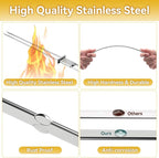 Metal Skewers for Kabobs - 17" 10 Pack Kabob Skewers with Push Bar Double Pronged Anti-Roll Flat BBQ Skewer for Grilling Stainless Steel Reusable Kebab Skewer for Meat Shrimp Chicken Veggie