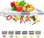 Multifunctional Handheld Mandoline Slicer for Kitchen – Sharp Vegetable Cutter with Safety Guard, 6‑in‑1 Cucumber Slicer & Grater, Crystal-Clear One-Piece Body, Easy to Clean, Sturdy & Compact