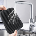 Silicone Trivets for Hot Pots and Pans, 3 Pack Heat Resistant Pot Holders for Kitchen Large Silicone Trivet Mat for Hot Dishes, Black Hot Pads for Kitchen Counter, Hot Mats Spoon Rest, 9 * 12 Inches