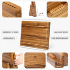 2 - in - 1 Magnetic Knife Block Holder with 16"x11" Cutting Board, Crafted from Premium Natural Teak Wood, Exquisitely Made with Elegant Design, Ideal for Efficient Kitchen Knife Storage