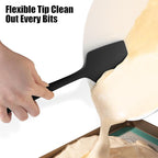 4-Piece Silicone Spatula Scrapers: Doosu 600°F Heat Resistant Food Grade Kitchen BPA Free Rubber Baking Cooking Tool Nonstick Utensil Set for Mixing, Scraping, Folding, Stirring, Serving (Black)