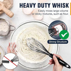 Silicone whisk, Non scratch coated whisk for cooking 7+9+11inch whisks and 3pcs 5+6+7inch 304 stainless steel small whisks, Suitable for Beating, Blending, great for cooking and baking.