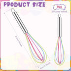 Domensi 24 Pcs 10 Inch Whisks Bulk for Cooking Silicone Whisks Non Scratch Stainless Steel Egg Beater Colorful Coated Metal Heat Resistant Egg Beaters for Mothers Day Party Favor Gift Supplies