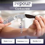 Repour 3 in 1 Corkscrew- Professional Wine Bottle Opener with Serrated Foil Cutter and Bottle Opener- Manual Wine Key for Bartenders, Servers, Waiters, and Wine Enthusiasts (Mahogany)