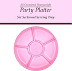 Plasticpro 6 Sectional Round Plastic Serving Tray/Platters Pink Pack of 2