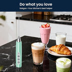 Milk Frother Rechargeable Handheld-Electric Whisk 3 Speed Adjustable, Coffee Frother Wand with 3 Stainless Whisks, Electric Foam Maker, Drink Mixer Blender for Latte Cappuccino Matcha Egg