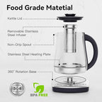 Electric Kettle With Infuser, 1.5L Electric Tea Kettle With Temperature Control, 1200W Fast heating for Pour Over Coffee, Brew Tea, Boil Hot Water, BPA-Free, Easy to Clean G888B