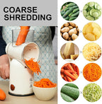ZHANG XIAO QUAN SINCE 1628 5-in-1 Interchangeable Blades Rotary Cheese Grater Hand Crank, Cheese Shredder Mandoline Vegetable Julienne Slicer Cutter Nut Chopper with Anti-Slip Base, Cream