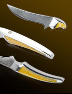 7 Inch Fillet Knife, Japanese VG-10 Damascus Steel Kitchen Fish Knife, Ultra Sharp Boning With Full-tang Handle in Yellow Resin, LA-S9 Series