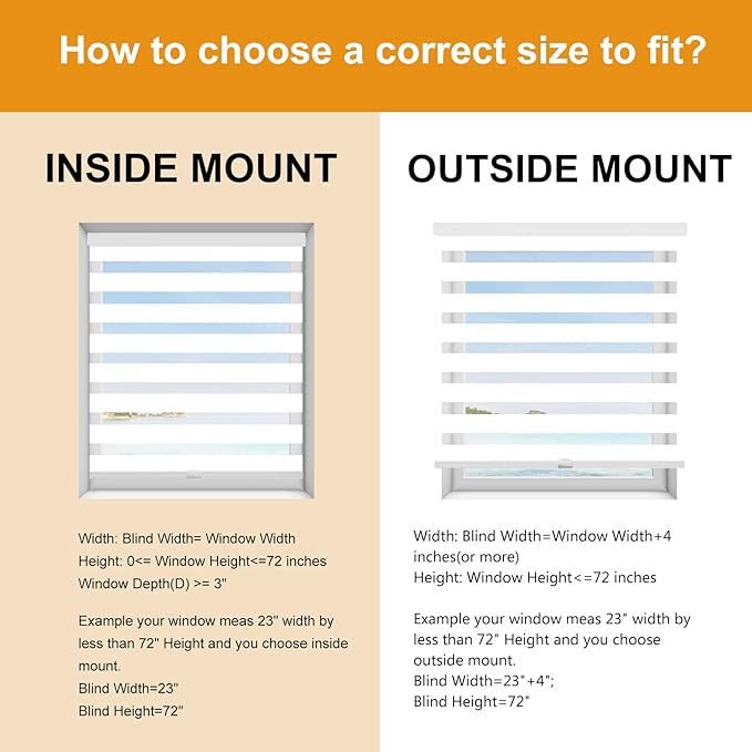 Persilux Cordless Zebra Blinds for Windows (35" W X 72" H, White) Free-Stop Dual Layer Roller Windows Shades for Day and Night, Light Filtering Sheer Shades for Home, Bedroom, Easy to Install