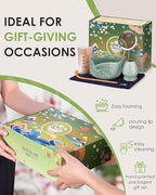 Matcha Whisk Set, Ceramic Matcha Set Includes Matcha Bowl with Spout, Matcha Whisk and Holder, Bamboo Scoop, Sifter and Tea Towel - 6 Pcs Matcha Kit Gift for Matcha Lovers Beginners (Green)