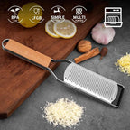 Professional Cheese Graters for Kitchen Stainless Steel Handheld,Durable Rust-Proof Metal Lemon Zester Grater With Wood Handle for Cheese,Chocolate,Spices,Kitchen Gadgets (Square Hole)
