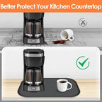 TOHONFOO Silicone Coffee Maker Mat with Lip, 17.4'' x 10.6'' Heavy Duty Coffee Maker Mat for Countertops, Coffee Tray Fit Under Coffee Machine Appliance Automatic Machines Espresso Accessory, Black