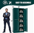 71" Tall Metal Storage Cabinet, Kitchen Pantry Storage Cabinets with Doors and 4 Shelves, Food Pantry Cabinet, Large Cupboard, Utility Steel Cabinets for Dining, Kitchen, Living Room, Green