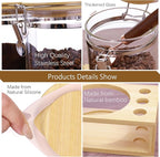 Glass Coffee Storage Containers with Bamboo Shelf,Ground Coffee Holder Jars,Airtight Glass Countertop Storage Jar Canisters with Spoon for Coffee,Loose Tea,40 Fluid-oz,Pack of 3