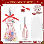 36 Sets 12 Inch Christmas Whisks Gifts DIY Fillable Christmas Tree Ornaments Xmas Colored Silicone Whisks for Cooking Heat Resistant Egg Beaters with Card Rope Bag for Candy Holder