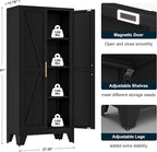 61" Tall Metal Storage Cabinet with 2 Doors and 3 Adjustable Shelves, 4-Tier Kitchen Pantry Storage Cabinet for Kitchen, Living Room, Dining Room and Office, Black