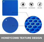 Joyhalo Trivets for Hot Dishes - Hot Pads for Kitchen, Silicone Pot Holders for Hot Pots and Pans, Silicone Mats for Kitchen Countertops, Table, Flexible Easy to Wash and Dry, True Blue