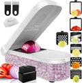 LHS Multifunctional Food Chopper - 10 in 1 Veggie Slicer, Dicer, Cutter for Onions, Potatoes, and More - White Container Included