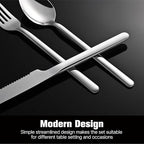 KINGSTONE 36-Piece Silverware Set with Steak Knives, Flatware Set for 6, Stainless Steel Tableware Cutlery Set for Home Restaurant, Mirror Finish,Modern Design