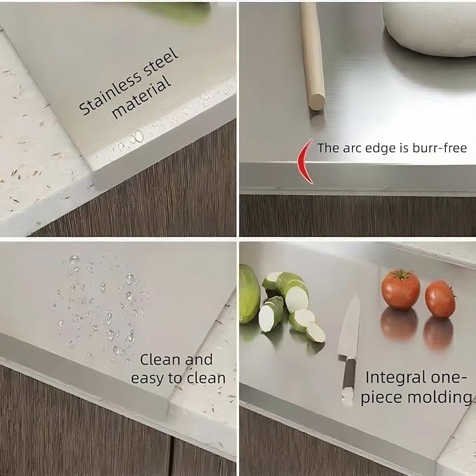 Large Stainless Steel Cutting Board,Suitable for Cutting Meat,Dicing,Vegetables,Fruits,Bread and Baking.ItIsConvenienttoClean,EasytoStoreandCan Be Washed in a Dishwasher (15.8 * 19.6in)