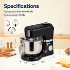 VIVOHOME Stand Mixer with Fermentation, One-Touch Presets Electric Dough Mixer with 6 Qt Bowl, Kitchen Standing Mixer for Baking, Cake with Flex Edge Beater, Bread Hook, Whisk, Black