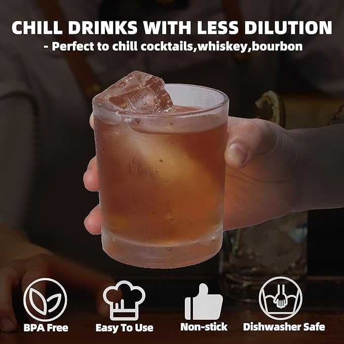 Large Ice Cube Trays for Whiskey: BECOKIT Big Silicone Ice Cube Trays - 3 * 2Inch Square Ice Cubed Tray for Bourbon Whisky and Cocktail - 2Pack Giant Silicon Ice Cube Tray (Black 2 Tray)