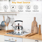 Tea Kettle Stainless Steel Teapot, Stainless Steel Teakettle for Stove Top with Heat Proof Ergonomic Handle 3.0 Quart