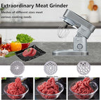 Multifunctional Stand Mixer 6.3Qt 6-Speed Tilt-head, Electric Kitchen Mixer with Stainless Steel Bowl,Meat Grinder, Juice Blender (Silver)