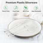 300 Count Extra Heavy Duty Clear Plastic Silverware, 100 Forks, 100 Spoons, 100 Knives, BPA-Free, Heat Resistant, Disposable Plastic Utensils Set, Plastic Cutlery Set, Plasticware Bulk