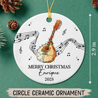 Unique Mandolin Ceramic Christmas Tree Ornament, Customized Year Text Name Keepsake Xmas Ornaments Gift for Mandolin Player Mandolinist Women Men, Personalized Mandolins Instrument Ceramic Ornament