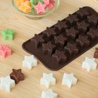 Small Star Chocolate Molds Silicone, Food Grade Silicone Candy Molds for Bite Size Gummy/Jelly/Fruit Snacks, 15 Cavities Mini Star Mold for Soap/Candle/Wax Melt, 2 Pcs